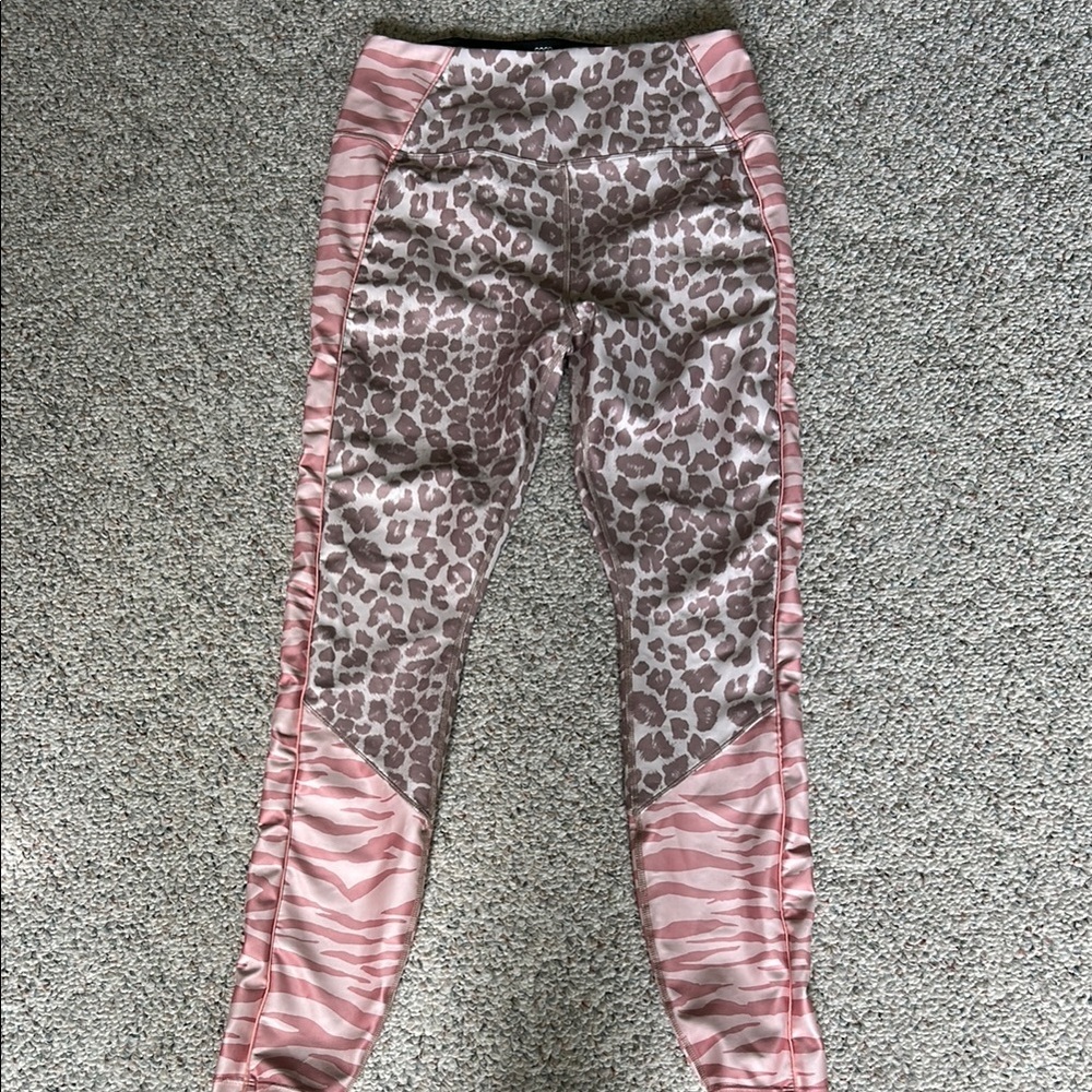 Good American Pink and Brown Leggings with Animal Print